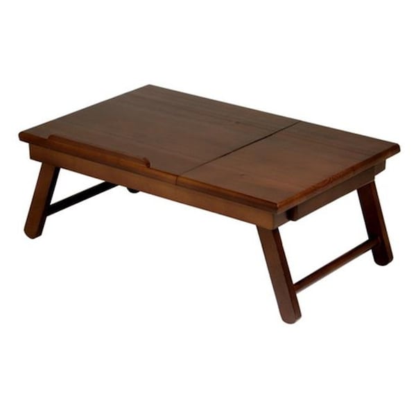 Bakebetter Alden Lap Desk Flip Top with Drawer Foldable Legs- Antique Walnut BA143200 - main